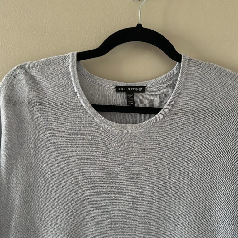 Eileen Fisher Tencel Blend Tunic Sweater Top Short Sleeve Sz Medium Minimalist - Picture 5 of 8